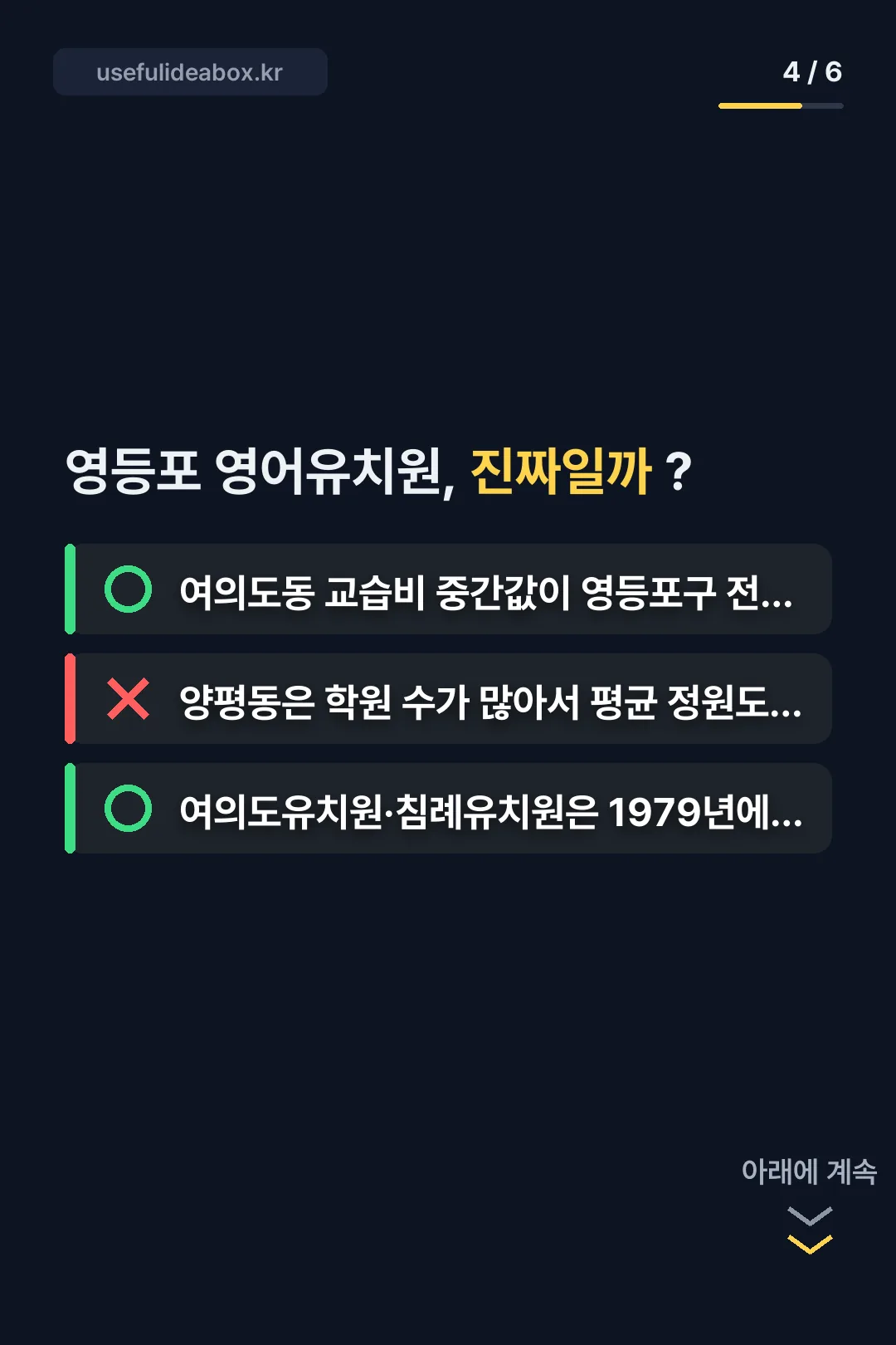 영등포 영어유치원 상식 OX